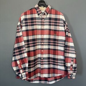Cinch Shirt Mens Large red Blue White Plaid Heavy Western Cotton Long Sleeve